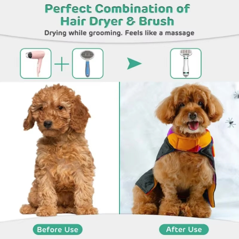 2-1 Pet Grooming Dryer With Slicker Brush